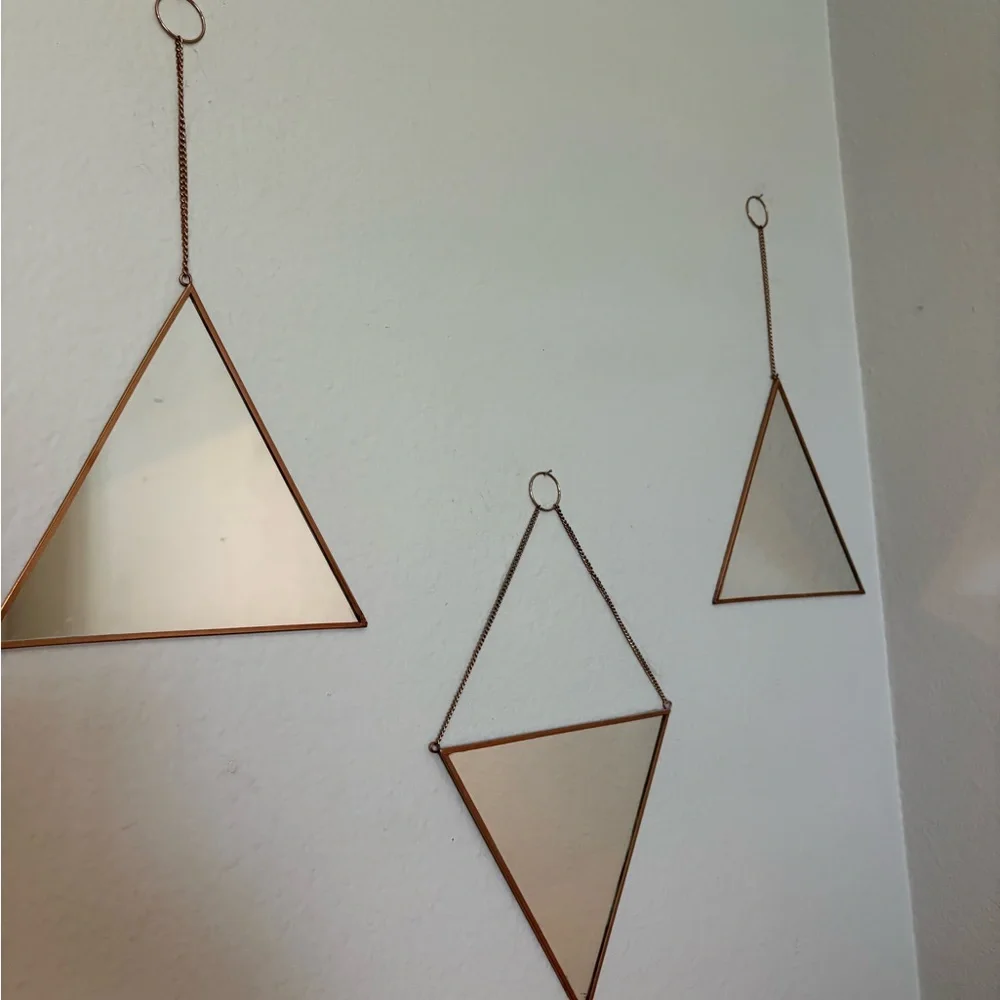 Urban Outfitters Triangular Wall Mirror Set - Rose Gold